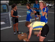 The chicks, mostly Luna, hovering over the Clif Bar swag.jpg